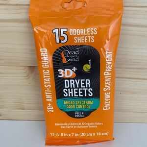 Dead Down Wind 3D+ Broad Spectrum Odor Control Dryer Sheets